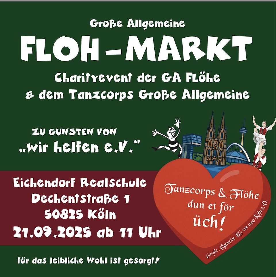 Große Allgemeine Karnevalsgesellschaft von 1900 Köln e.V.“ auch Gutes tun – mit einem Benefiz-Flohmarkt zugunsten von „wir helfen“.